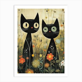 Cats In The Meadow 6 Art Print