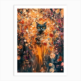 Cat In Flames Art Print