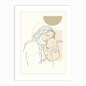 Jesus With A Lamb Christian  Art Print