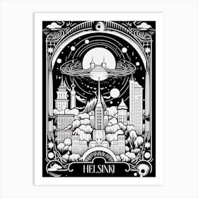 Helsinki, Finland, Tarot Card Travel  Line Art 2 Art Print