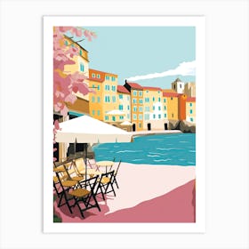 Collioure, France, Flat Pastels Tones Illustration 2 Art Print