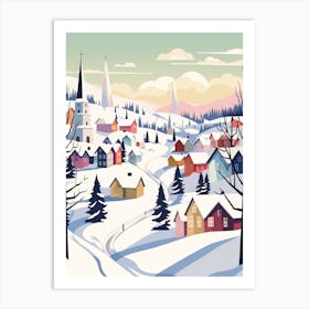 Vintage Winter Travel Illustration Kiruna Sweden 3 Art Print