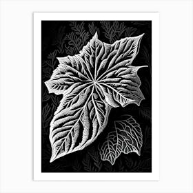 Raspberry Leaf Linocut 6 Art Print