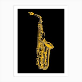 Gold Saxophone Line Art Art Print