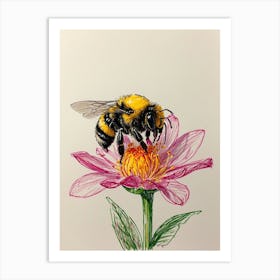 Bee On A Flower Art Print