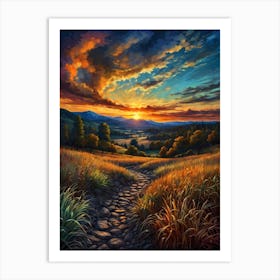 Sunset In The Mountains 3 Art Print