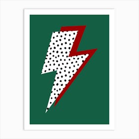 Spotty Lightning Bolt Red and Green Art Print