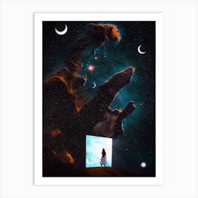 Gate To Another Universe and the three moons Art Print