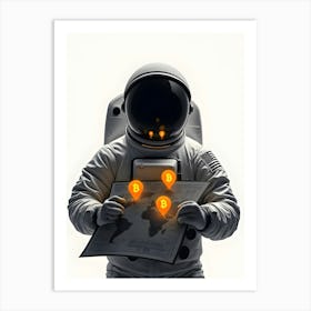 Astronaut Holding A Map Art Print