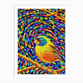 Yellowhammer 2 Yayoi Kusama Style Illustration Bird Art Print