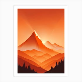 Misty Mountains Vertical Composition In Orange Tone 242 Art Print