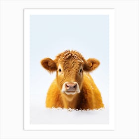 Simple Orange Portrait Of Cow Art Print