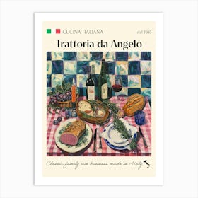 Trattoria Da Angelo Trattoria Italian Poster Food Kitchen Art Print