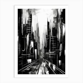 Cityscape Abstract Black And White 5 Art Print