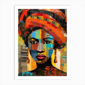 Afro Patchwork Portrait 2 Art Print