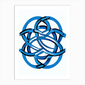 Celtic Knot Symbol 1 Blue And White Line Drawing Art Print