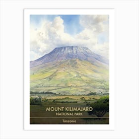 Mount Kilimajaro National Park Tanzania Watercolour 3 Art Print