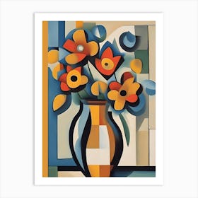 Flowers In Vase Cubism Art Print