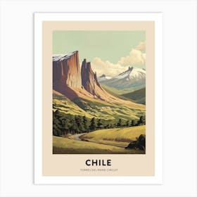 Torres Del Paine Circuit Chile 1 Vintage Hiking Travel Poster Art Print