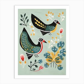 Folk Style Bird Painting Lapwing 2 Art Print
