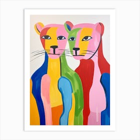 Colourful Kids Animal Art Cougar 4 Art Print