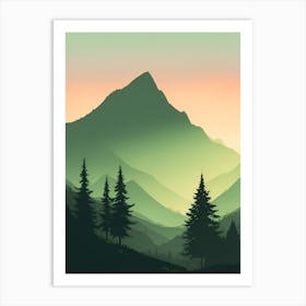 Misty Mountains Vertical Composition In Green Tone 193 Art Print