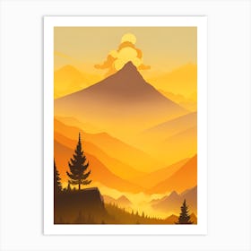 Misty Mountains Vertical Composition In Yellow Tone 12 Art Print