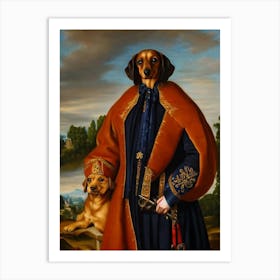 Dachshund Renaissance Portrait Oil Painting Art Print