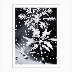 Nature, Snowflakes, Black & White 5 Art Print