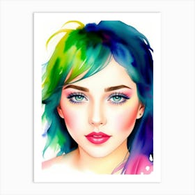 Portrait Of A Woman With Colorful Hair 1 Art Print