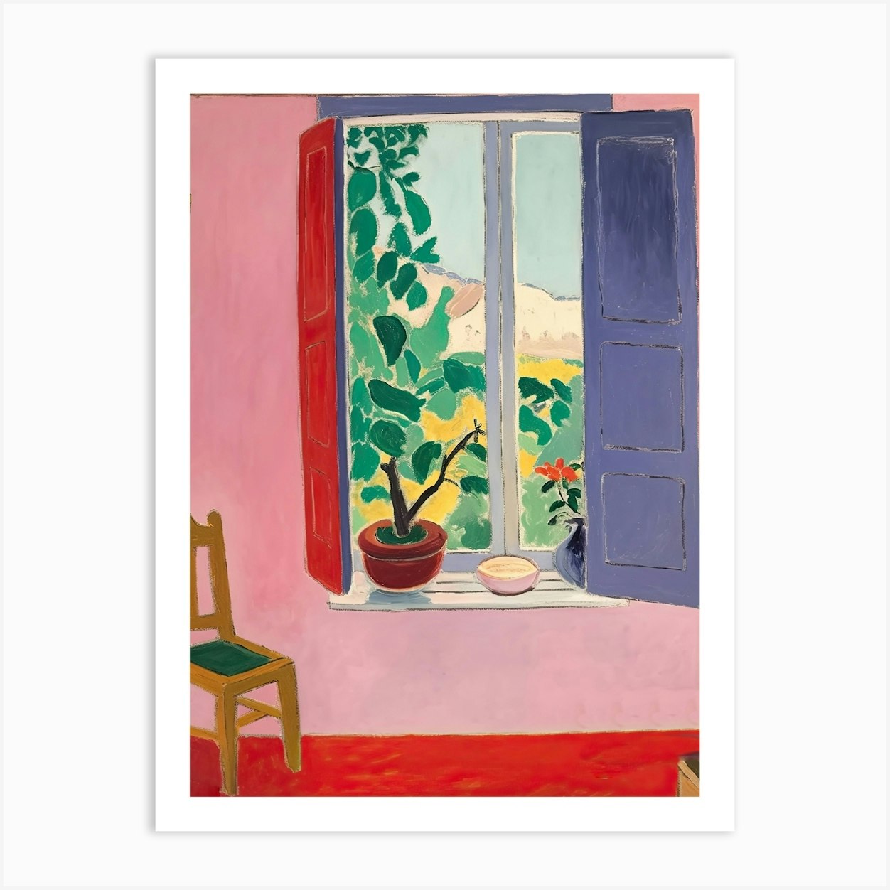 Open Window Purple Red Art Print by Mambo