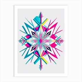 Symmetry, Snowflakes, Minimal Line Drawing 2 Art Print