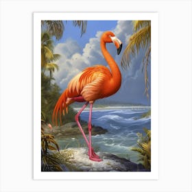 Greater Flamingo South America Chile Tropical Illustration 5 Art Print