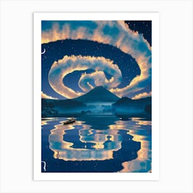 Magic Clouds And Sky Night Reflection Art Print