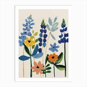 Painted Florals Bluebonnet 2 Art Print