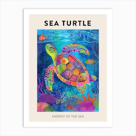 Rainbow Doodle Sea Turtle Poster 2 Art Print