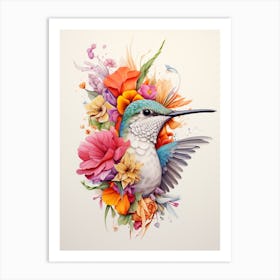 Bird With A Flower Crown Hummingbird 2 Art Print