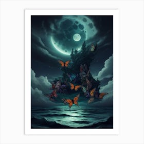 Butterflies Over The Ocean Art Print