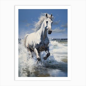 A Horse Oil Painting In Hyams Beach, Australia, Portrait 3 Art Print