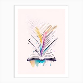 Open Book Symbol Minimal Watercolour Art Print