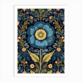 William Morris Blue Flower Art Print