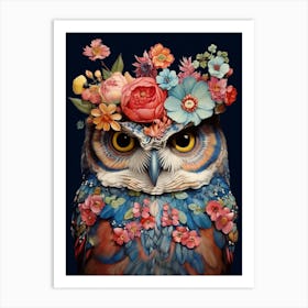 Bird With A Flower Crown Owl 3 Art Print