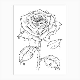 Rose Dew Line Drawing 1 Art Print