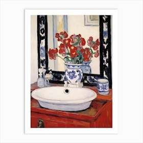 Bathroom Vanity Painting With A Pansy Bouquet 2 Art Print