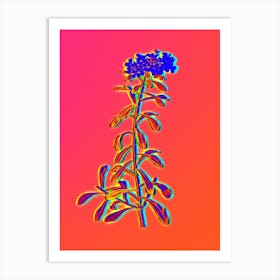 Neon Small White Flowers Botanical in Hot Pink and Electric Blue n.0225 Art Print