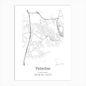 Peterlee,United Kingdom Minimalist Map Art Print