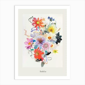 Dahlia Collage Flower Bouquet Poster Art Print