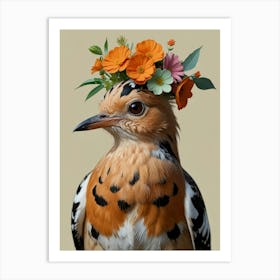 Bird With A Flower Crown European Robin Art Art Print