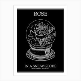 Rose In A Snow Globe Line Drawing 1 Poster Inverted Art Print