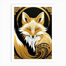 Golden Fox art painting Art Print